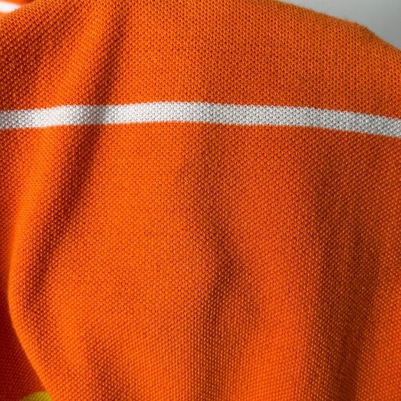 Lacoste Men's Orange White Striped Long Sleeve 100% Cotton Polo Shirt Size 9 - Picture 8 of 11